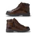 Bota Coturno Casual Masculino Couro Legítimo Laroche Vacanza Zíper Cadarço Chocolate 339