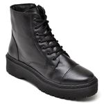 Bota Coturno Feminina Couro 21000 Tratorada Preto 1408 