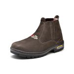 BOTINA LINHA PROFISSIONAL COURO LEGÍTIMO NOBUCK NEW STOP BOOTS- R37 - CAFÉ 788