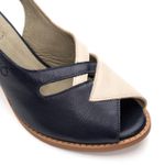 Sandália Peep Toe - Azul Marinho e Off White - ESSENCIAL