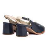 Sandália Peep Toe - Azul Marinho e Off White - ESSENCIAL