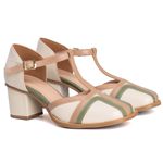 Sapato Boneca - BOSSA - Off White, Sálvia E Bali - 400.59