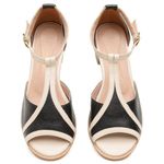 Sandália Peep Toe RetrÔ - Preta e Off White - ITAIM