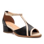 Sandália Peep Toe RetrÔ - Preta e Off White - ITAIM
