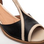 Sandália Peep Toe RetrÔ - Preta e Off White - ITAIM
