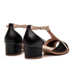 Sandália Peep Toe RetrÔ - Preta e Off White - ITAIM