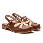 Sapatilha RetrÔ - Chocolate, Off White e Mostarda - JARDIM