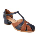 Sapato Boneca - Azul Marinho e Chocolate - BROMÉLIA