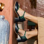 Sapato Boneca RetrÔ - Marinho e Verde Folha - AFETO