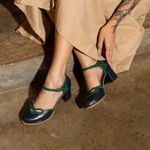 Sapato Boneca RetrÔ - Marinho e Verde Folha - AFETO