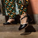 Sapato Boneca RetrÔ - Preto e Off White - CAMINHO