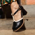 Sapato Boneca RetrÔ - Preto e Off White - CAMINHO