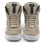 Tenis Botinha Sneakers Cano Alto Top Fitness Bege