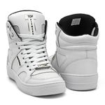 Tênis Bota Sneaker Cano Alto Top Fitness Em Couro Branco