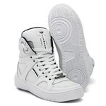 Tênis Bota Sneaker Cano Alto Top Fitness Em Couro Branco