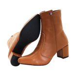 Botas Femininas Montaria Caramelo Lirom Cano Médio Salto Bico Fino