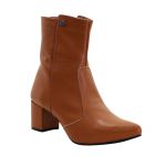 Botas Femininas Montaria Caramelo Lirom Cano Médio Salto Bico Fino