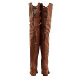 Bota Over The Knee Lirom Cano Super Longo Caramelo Napa Lisa
