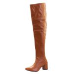 Bota Over The Knee Lirom Cano Super Longo Caramelo Napa Lisa