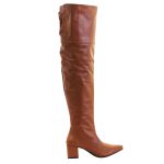 Bota Over The Knee Lirom Cano Super Longo Caramelo Napa Lisa