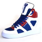 Tenis Botinhas Sneakers Cano Alto Top Fitness Couro Tricolor