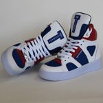 Tenis Cano Alto Sneakers Top Fitness Em Couro Tricolor