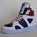 Tenis Cano Alto Sneakers Top Fitness Em Couro Tricolor
