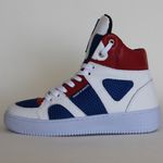 Tenis Cano Alto Sneakers Top Fitness Em Couro Tricolor