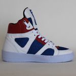 Tenis Cano Alto Sneakers Top Fitness Em Couro Tricolor