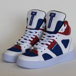Tenis Cano Alto Sneakers Top Fitness Em Couro Tricolor