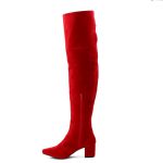 Bota Over The Knee Lirom Cano Super Longo Camurçada Vermelha