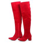 Bota Over The Knee Lirom Cano Super Longo Camurçada Vermelha