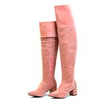 Bota Over The Knee Lirom Cano Longo Camurça Rose