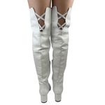 Bota Over The knee Lirom Em Couro Legitimo Branco