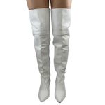 Bota Over The knee Lirom Em Couro Legitimo Branco
