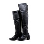 Botas Femininas Over The knee Lirom Em Couro Legitimo Preto