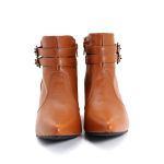 Bota Feminina Social Lirom Cano Curto Fivela Em Couro Legitimo Caramelo