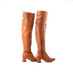 Botas Femininas Over The knee Lirom Em Couro Legitimo Caramelo