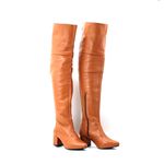 Botas Femininas Over The knee Lirom Em Couro Legitimo Caramelo