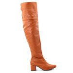 Botas Femininas Over The knee Lirom Em Couro Legitimo Caramelo