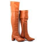 Botas Femininas Over The knee Lirom Em Couro Legitimo Caramelo