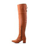 Botas Femininas Over The knee Lirom Em Couro Legitimo Caramelo