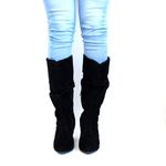 Botas Femininas Cano Enrugado Lirom Cano Alto Camurçada Preta