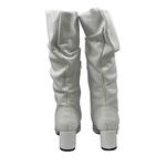 Botas Femininas Slouth Lirom Cano Enrugado Cano Alto Em Couro Legitimo Branco