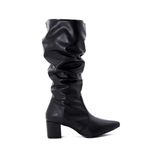 Botas Femininas Cano Enrugado Lirom Cano Alto Napa Preta