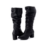 Botas Femininas Cano Enrugado Lirom Cano Alto Napa Preta