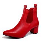Bota Feminina Social Lirom Cano Curto Elástico Vermelha