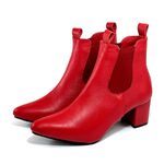 Bota Feminina Social Lirom Cano Curto Elástico Vermelha