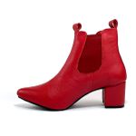 Bota Feminina Social Lirom Cano Curto Elástico Vermelha