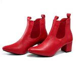Bota Feminina Social Lirom Cano Curto Elástico Vermelha